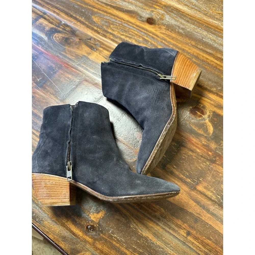 Isabel Marant Dicker Black‎ Suede Ankle Boots Stacked Wooden Heel EU 36 o US 5.5